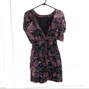 UO Ecote boho quarter length sleeve buttoned dress